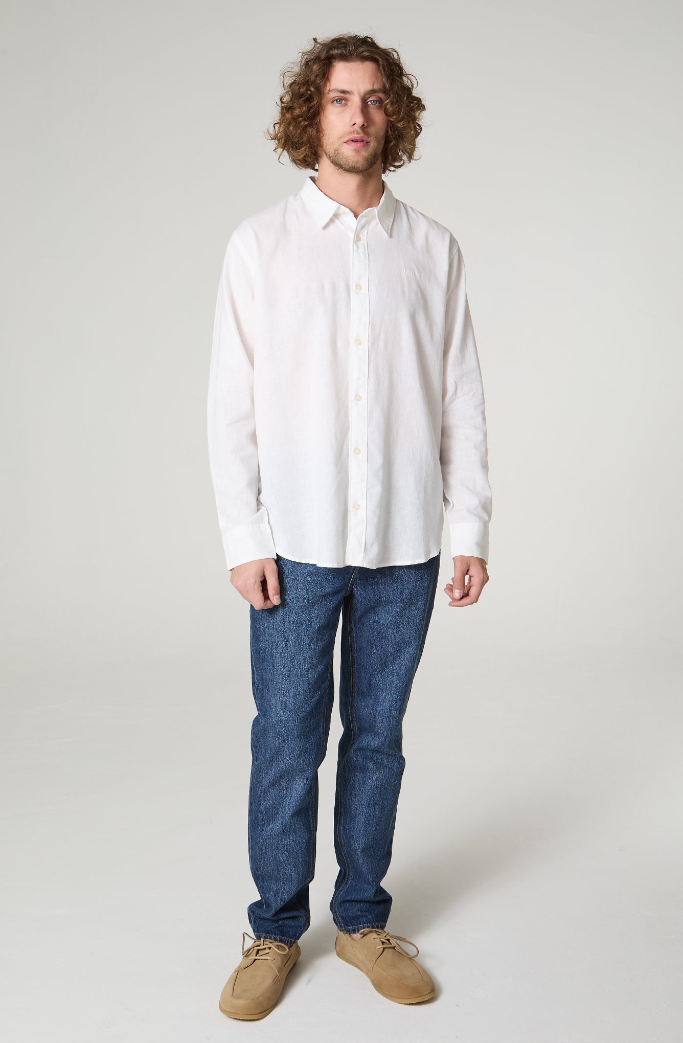 Camisa Hombre Lino Regular Fit Blanco