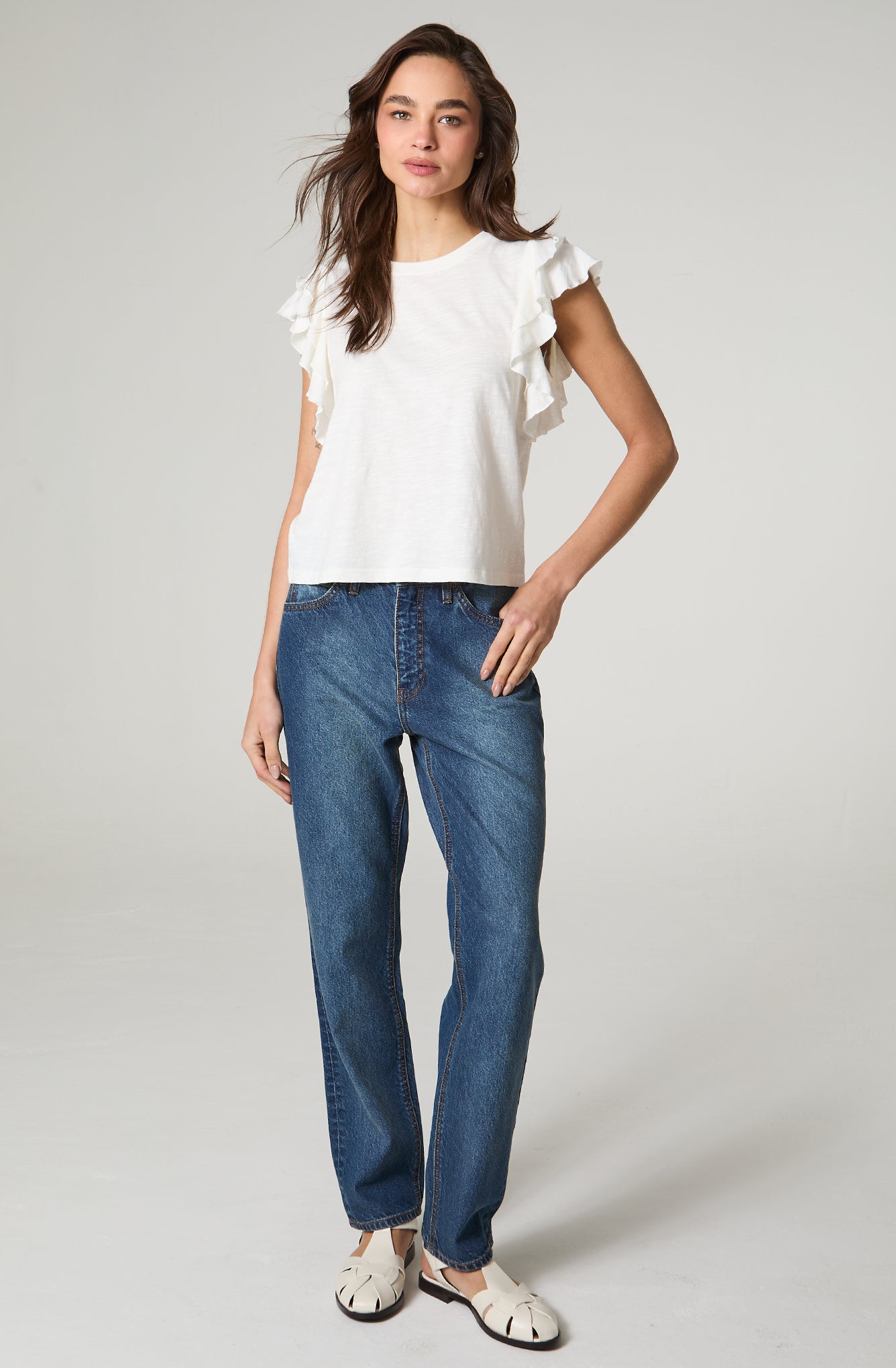 Polera Mujer Vuelos Regular Fit Blanco