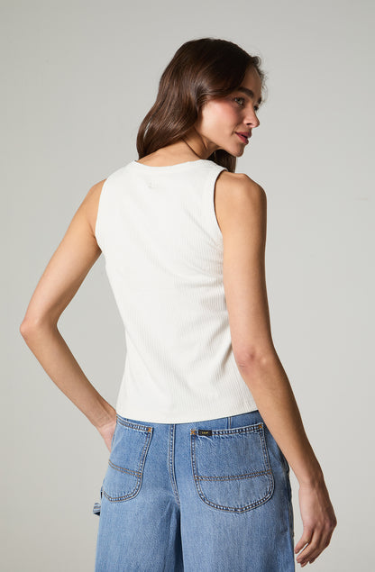 Polera Mujer Tank Sin Manga Regular Fit Blanco