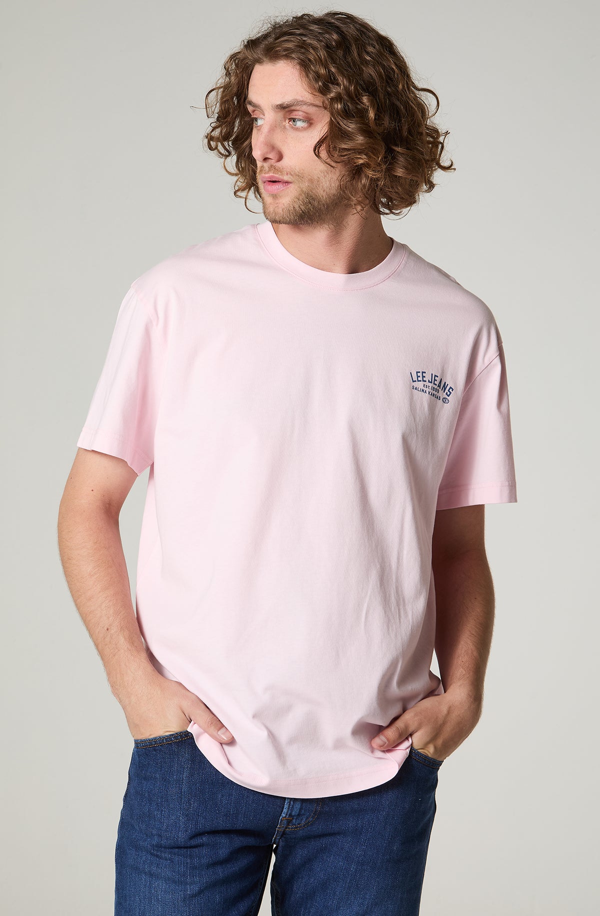 Polera Hombre Manga Corta Regular Fit Rosado