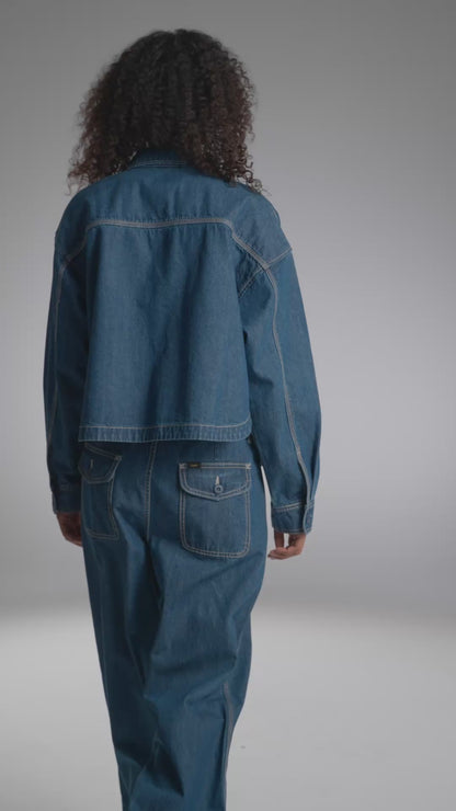 Chaqueta Mujer Crop Azul Utility