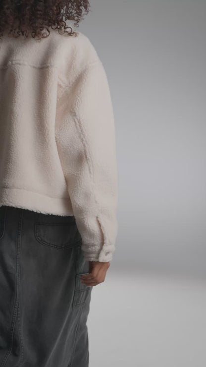 Chaqueta Mujer Crop Ecru Sherpa