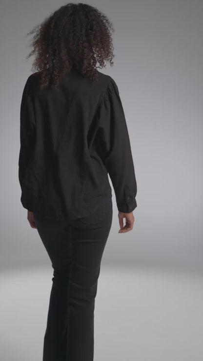 Blusa Mujer Volume Sleeve Shirt Black Yonder