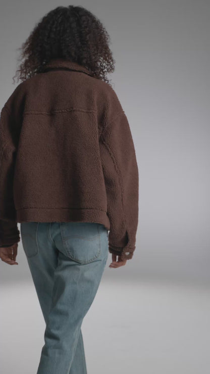 Chaqueta Mujer Crop Chocolate Sherpa